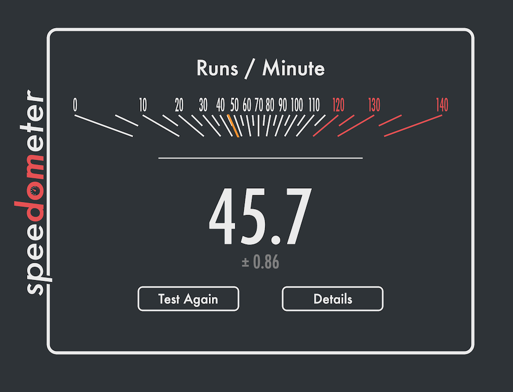 Dropping to 45.7 runs per minute with LastPass enabled.